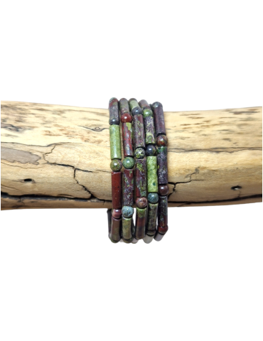 AA Dragon Blood Jasper Bead Tube Bracelet