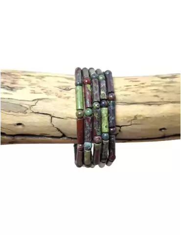 AA Dragon Blood Jasper Bead Tube Bracelet