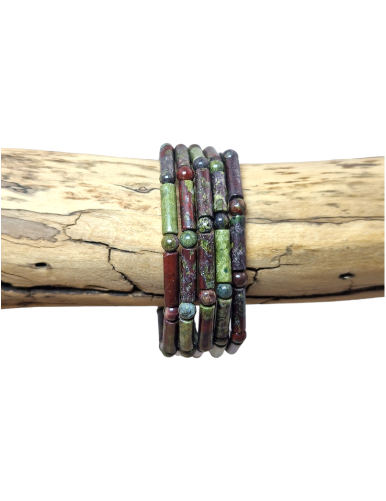 Armband met drakenbloed jaspis kralen buisjes AA