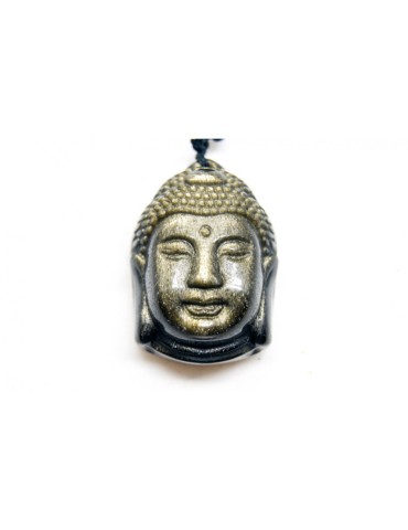 Hanger Siddhartha hoofd gouden obsidiaan AA