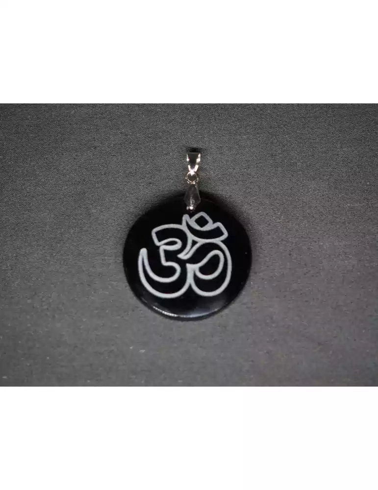 Om Black Obsidian Pendant