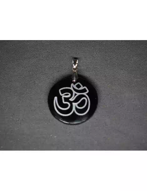 Om Black Obsidian Pendant