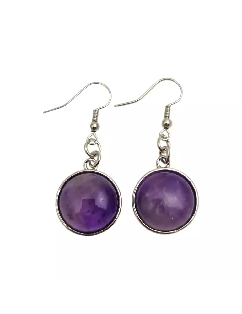 Round Amethyst Earrings