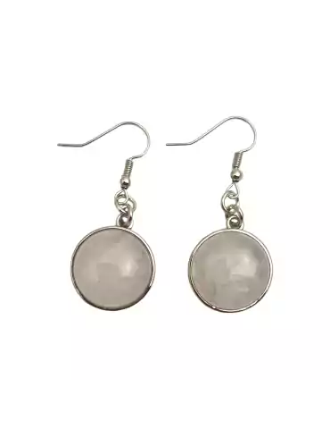 Boucles d'oreilles rondes Cristal de Roche