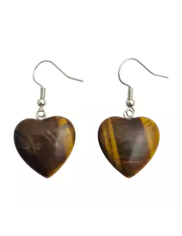 Tiger Eye Heart Earrings