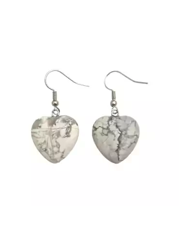 Howlite heart earrings