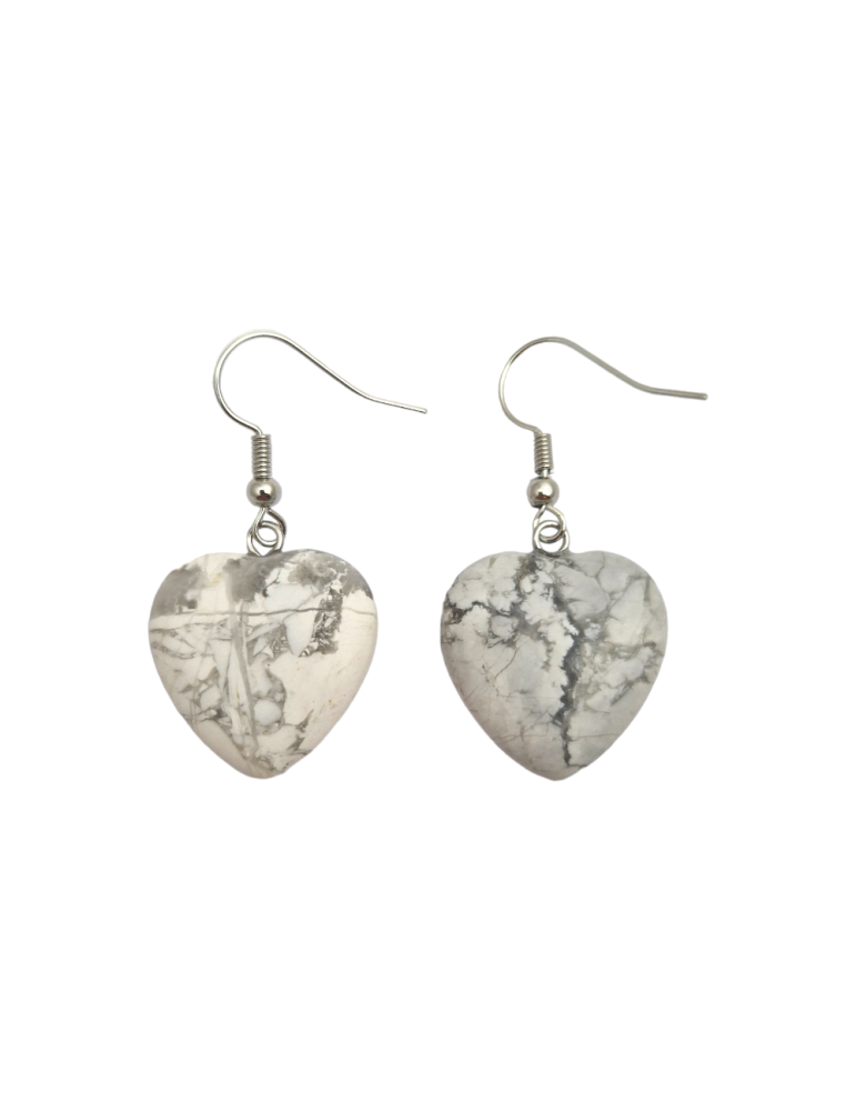 Orecchini a cuore in Howlite