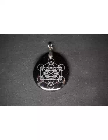 Pendentif Métatron Obsidienne doré