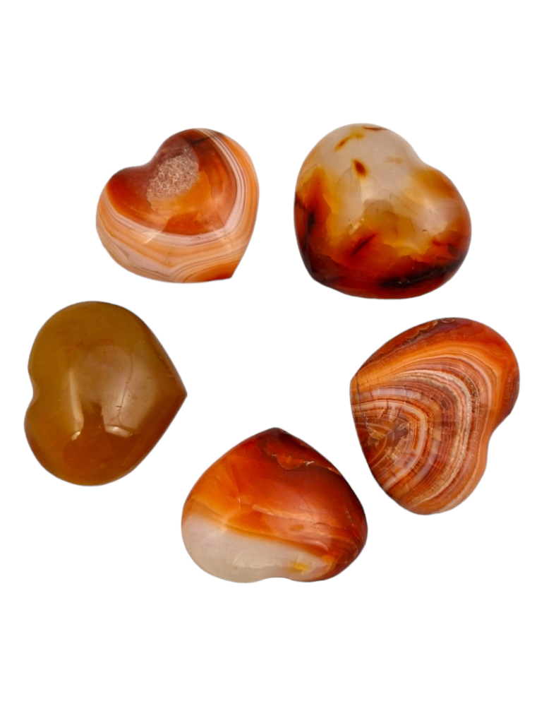 Set of 5 Carnelian Hearts 3 cm A