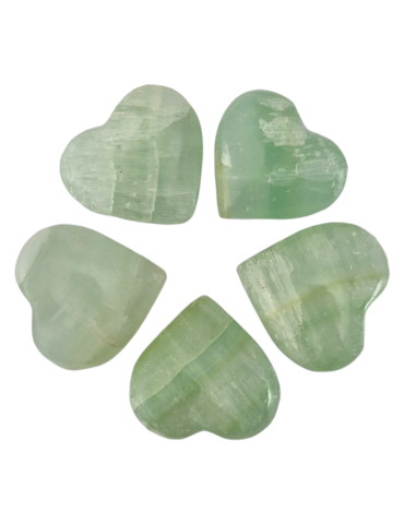 Green Calcite Heart 3 - 4 cm A