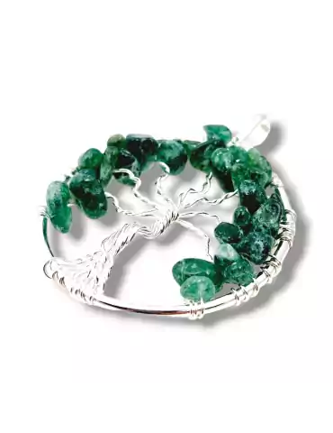 Pendentif tressé arbre de vie aventurine