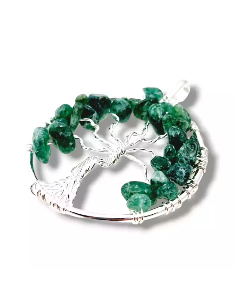 Braided pendant aventurine tree of life