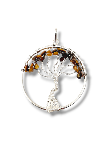 Braided pendant tree of life tiger eye