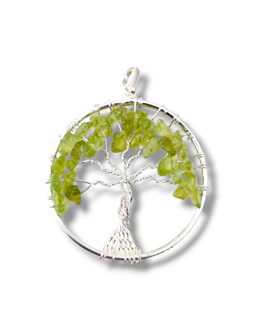 Braided pendant tree of life peridot