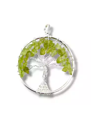 Braided pendant tree of life peridot