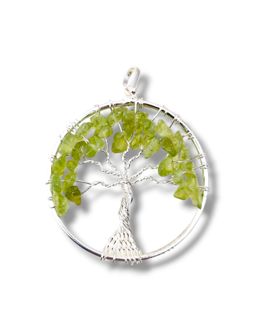 Ciondolo intrecciato albero della vita peridoto