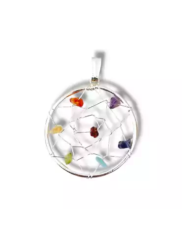 Pendentif tressé toile 7 chakras