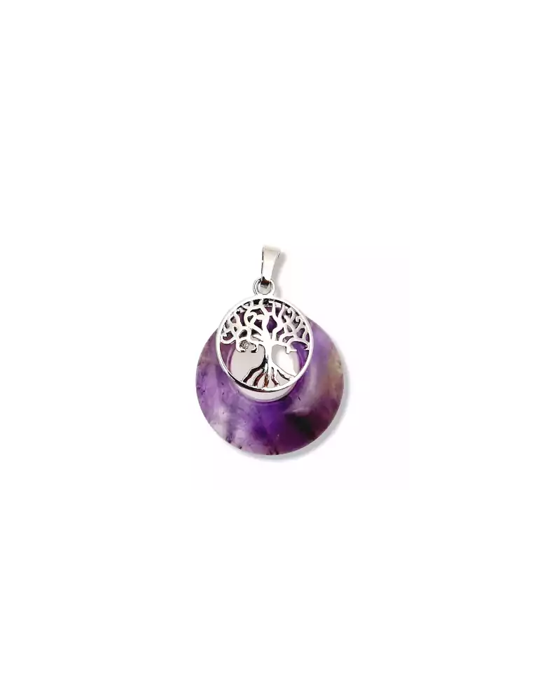 Amethyst tree of life donut pendant