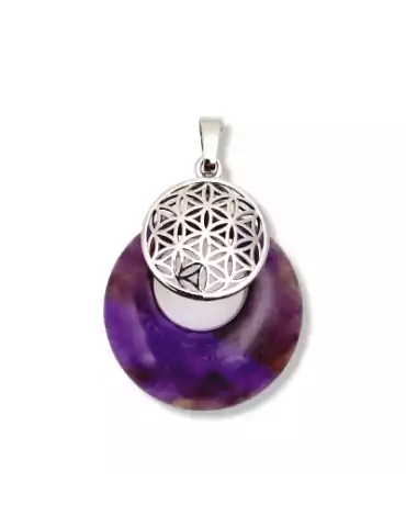 Amethyst flower of life donut pendant