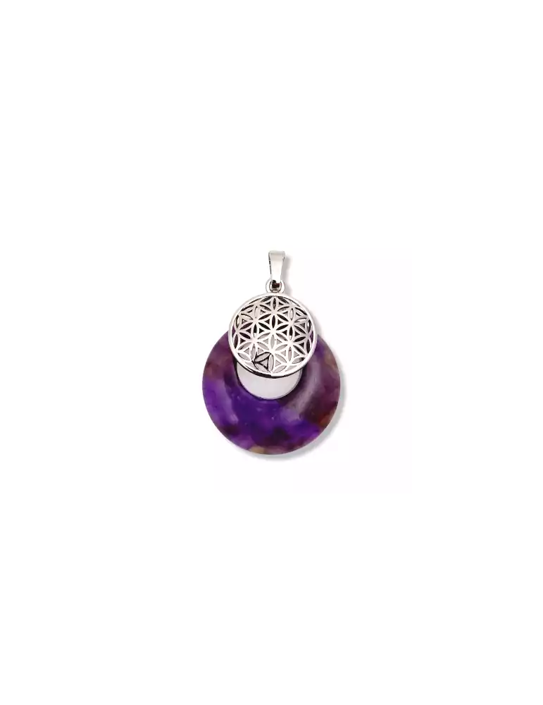 Amethyst flower of life donut pendant