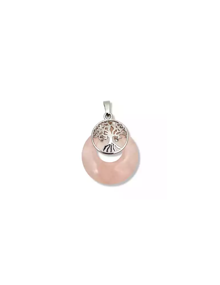 Rose quartz tree of life donut pendant