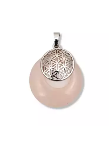 Rose quartz flower of life donut pendant