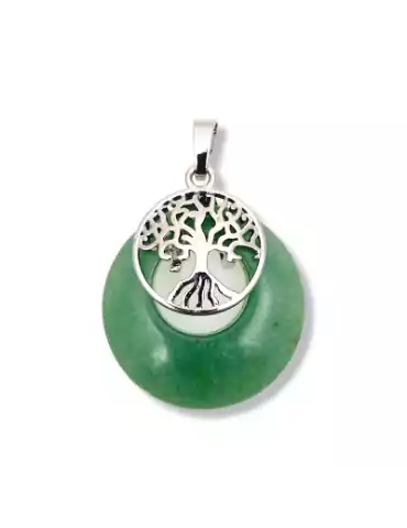 Pendentif donut arbre de vie aventurine