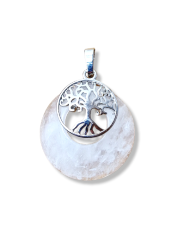 Rock crystal tree of life donut pendant