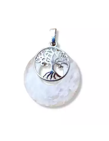 Rock crystal tree of life donut pendant