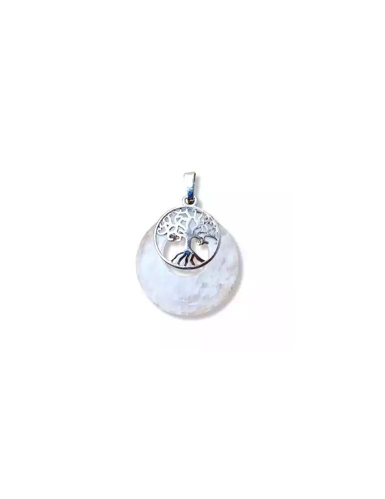 Rock crystal tree of life donut pendant