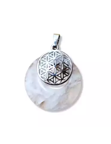 Rock crystal flower of life donut pendant