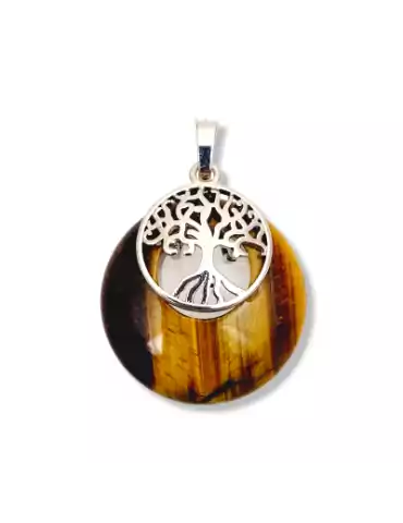 Tiger's Eye Tree of Life Donut Pendant