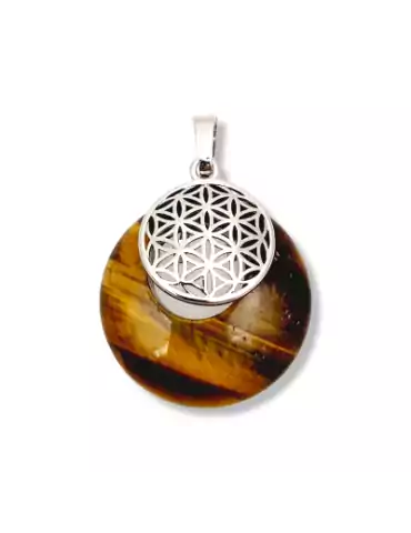 Tiger's eye flower of life donut pendant