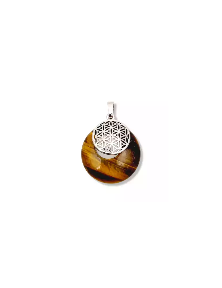 Tiger's eye flower of life donut pendant