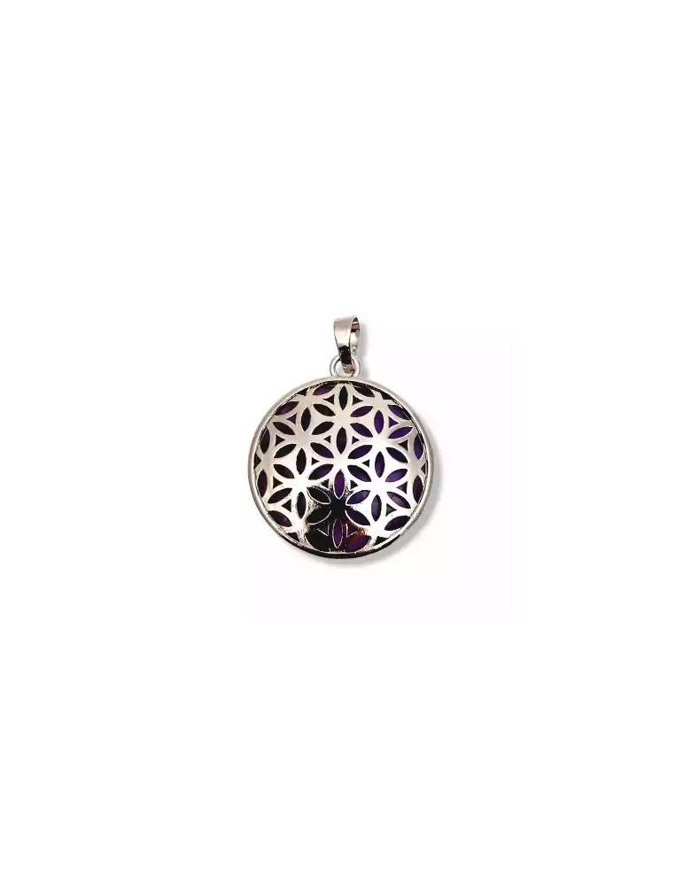 Amethyst flower of life metal pendant