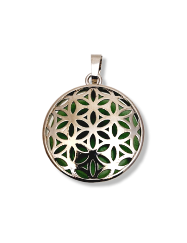 Aventurine flower of life metal pendant