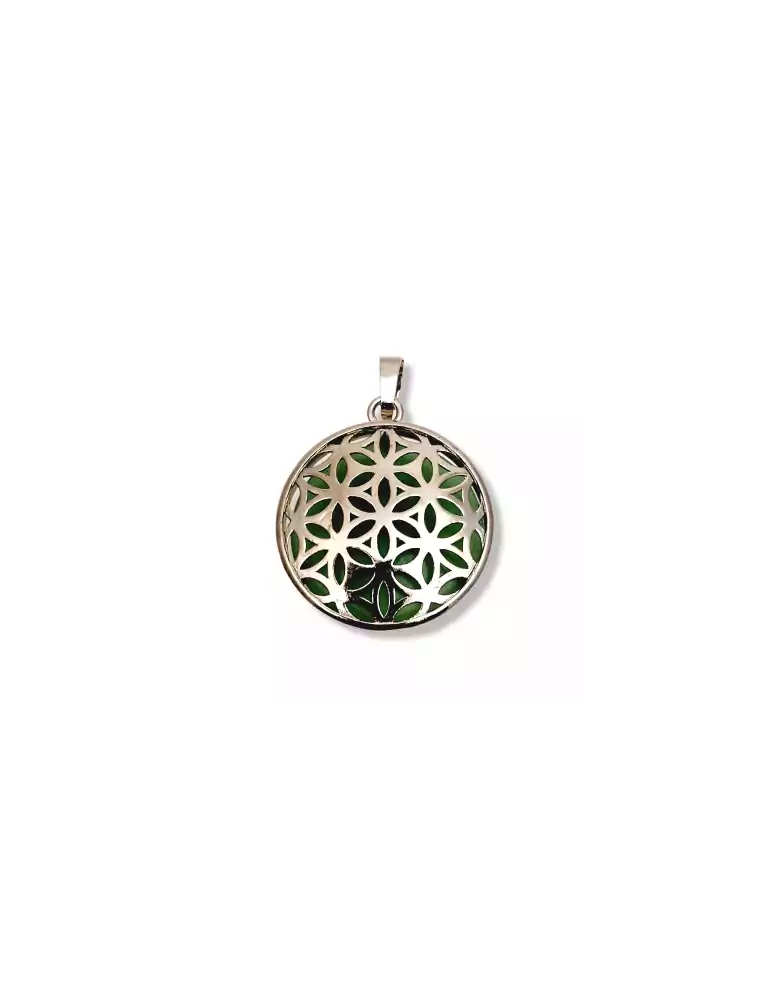 Aventurine flower of life metal pendant