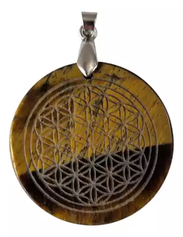 Tiger Eye Flower of Life Pendant