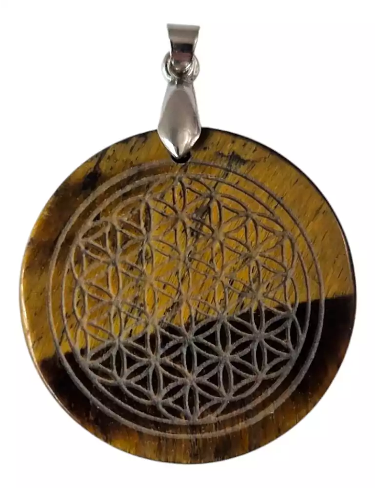 Tiger Eye Flower of Life Pendant