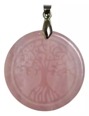 Pendentif Arbre de Vie Quartz Rose A