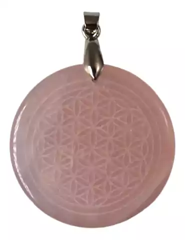 Pendentif Fleur de Vie Quartz Rose A