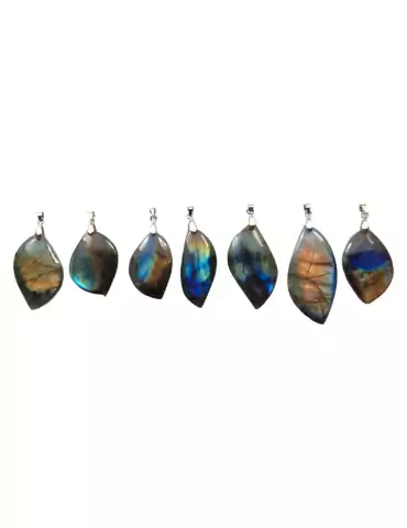 Pendentif feuille Labradorite multicolore A