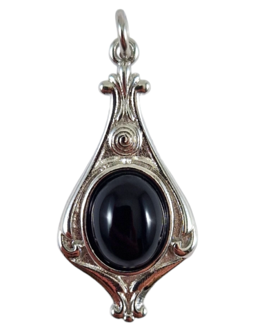 Baroque obsidian pendant