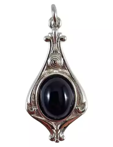 Baroque obsidian pendant