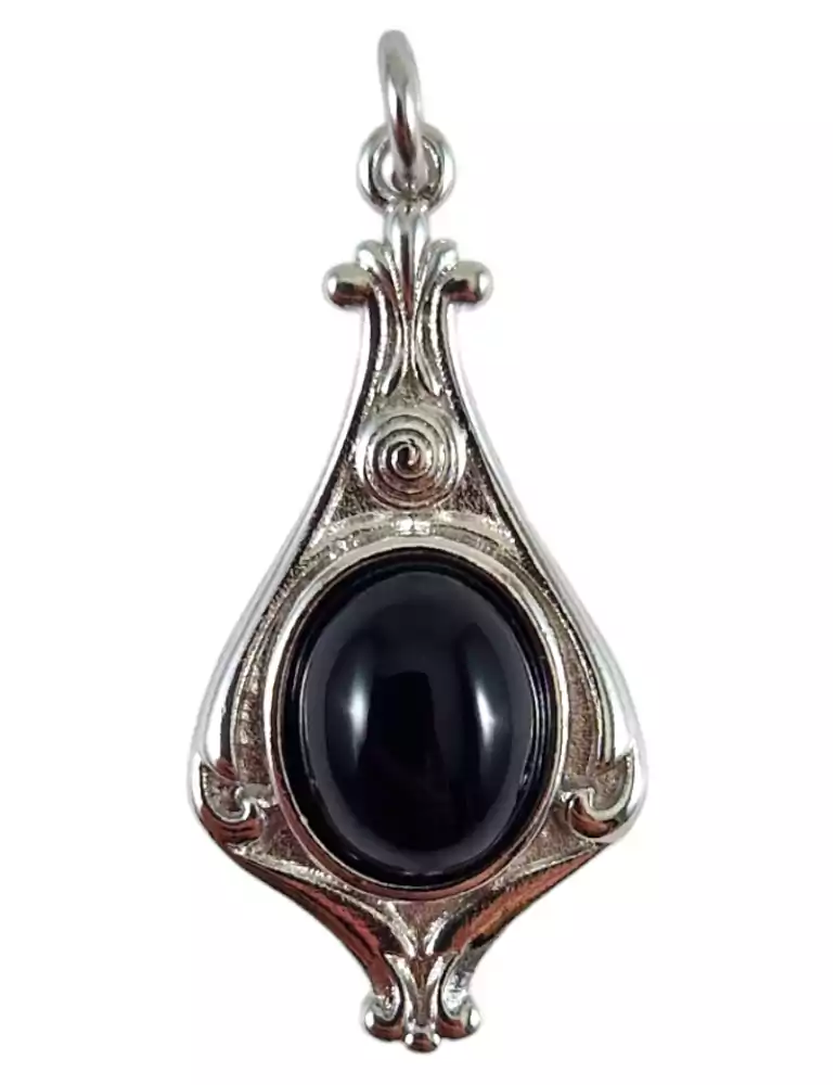 Baroque obsidian pendant