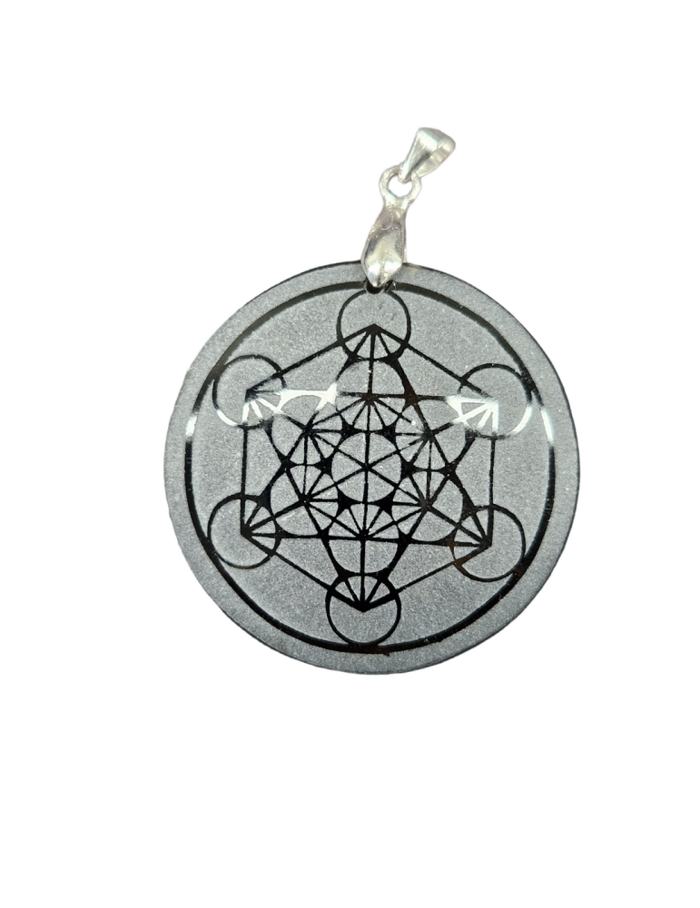 Inverted Metatron Obsidian Pendant