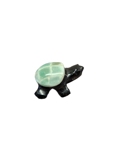 Obsidian and aventurine turtle pendant