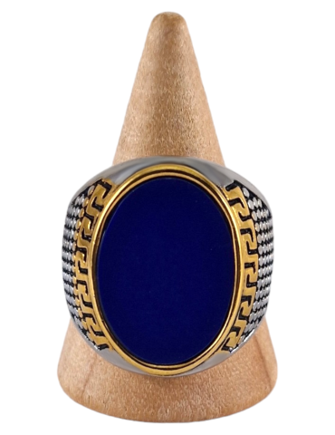 Anello sigillo in acciaio Lapis Lazuli 3