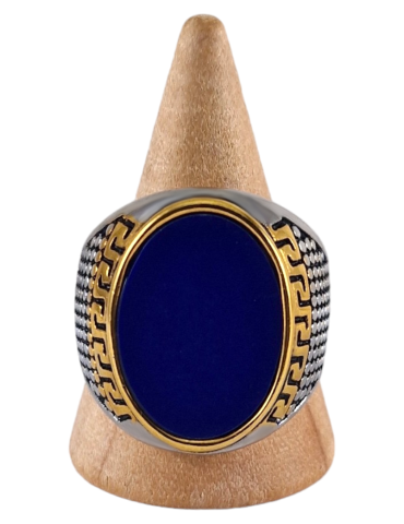 Steel signet ring with Lapis Lazuli 3