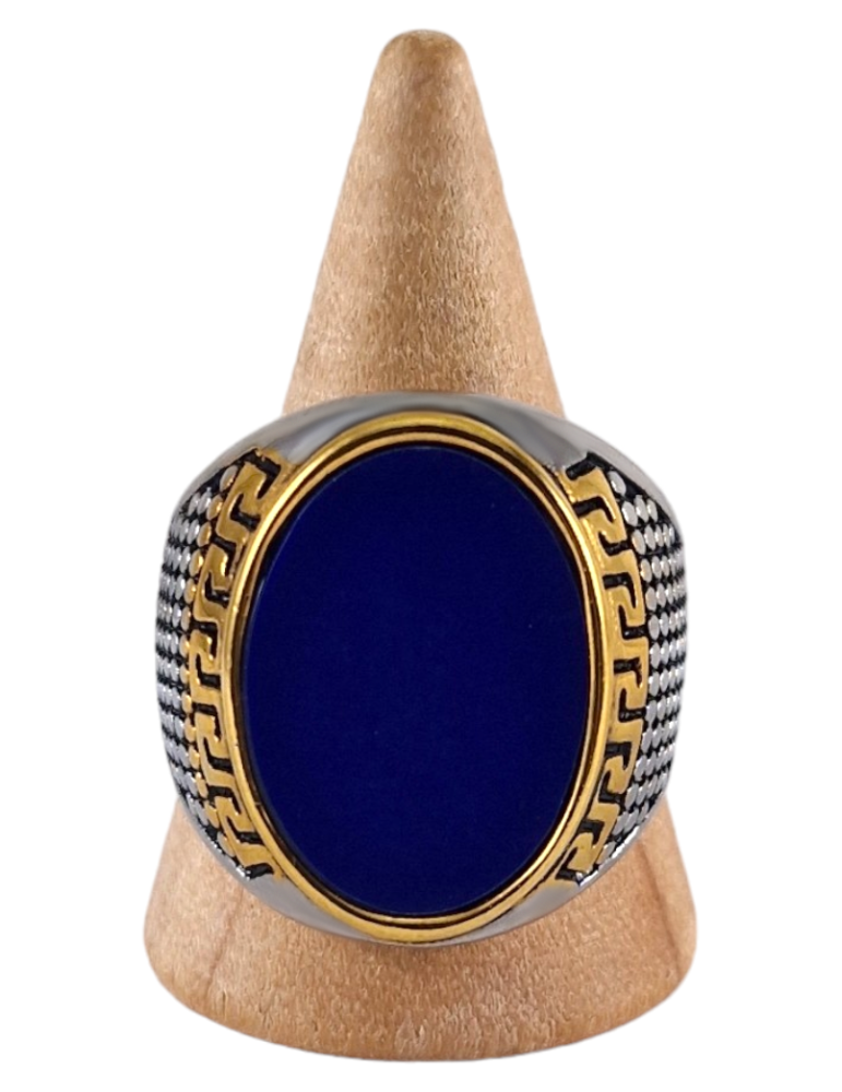 Anillo de sello de acero Lapis Lazuli 3